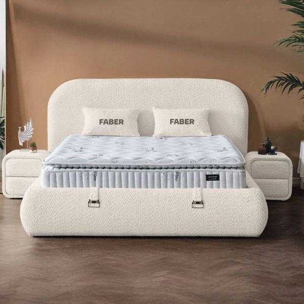Тапицирана спалня с матрак FABER 160 х 200 - шампанско 01