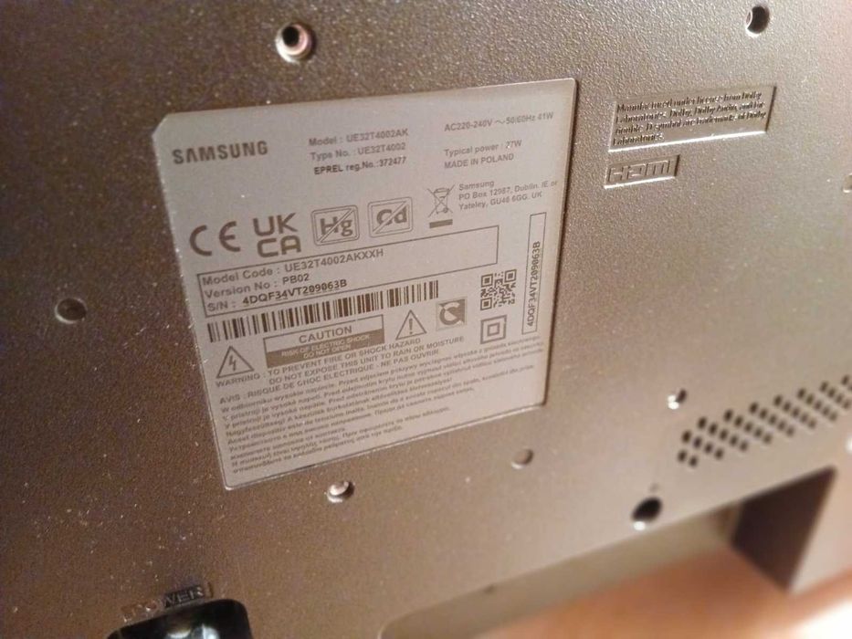 Телевизор Samsung 32T4002, 32"/80 см, HD, LED, Non-Smart TV, 2xHDMI