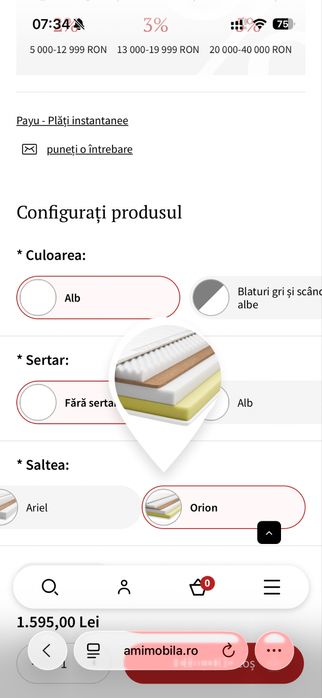 Vând pat Montessori pentru copii (160x80 cm)