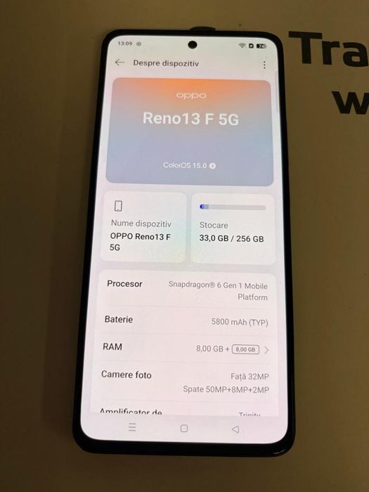 OPPO Reno13 F, Dual SIM, 8GB RAM, 256GB, 5G, Luminous Blue -T-