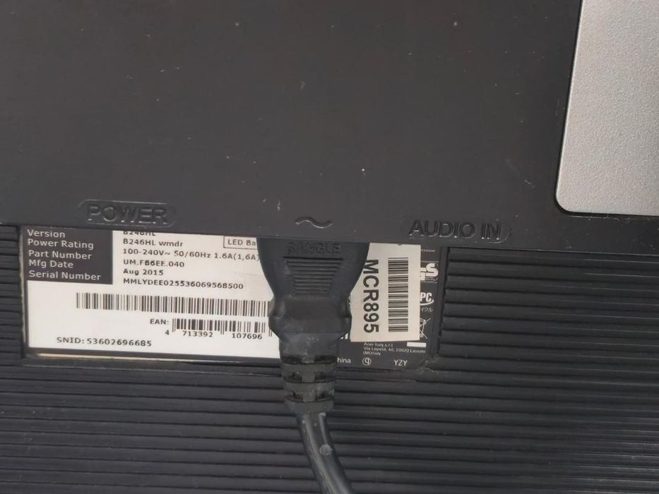 Monitor LED Acer B246HL 24'', Full HD, DVI, VGA -A-