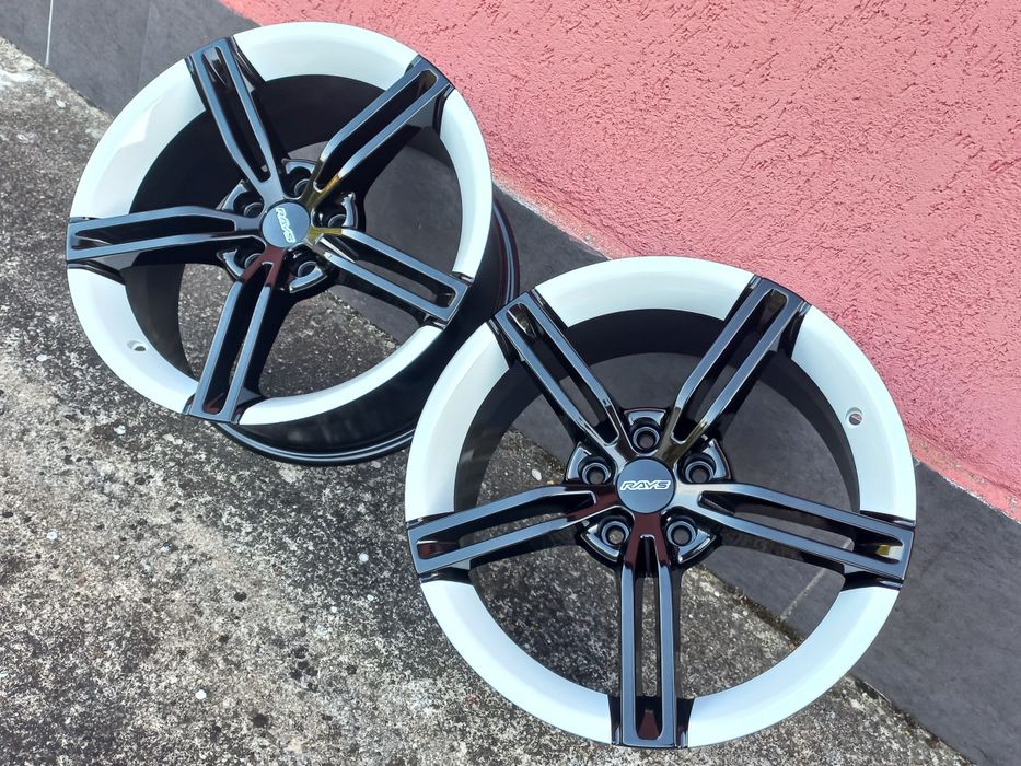 18"Rays 5x114.3 Black- White Honda Mitsubushi Lexus Renault Dacia Toyota 8j et40 Чисто Нови.