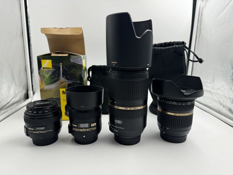 Obiective Nikon 50mm f1.4, 40mm f2.8, 70-300mm, 10-24mm