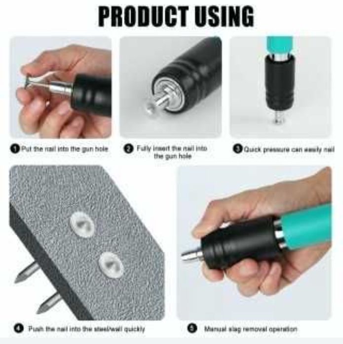 Пистолет за забиване на пирони със заряд в дърво метал бетон+50 пирона