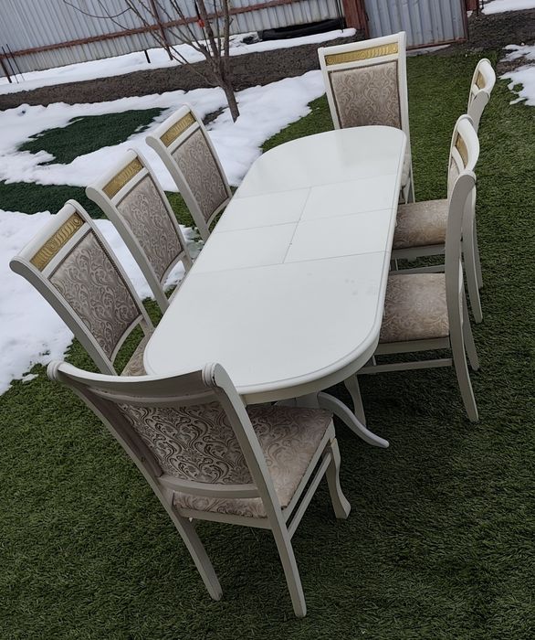 Стол раздвижной пр Малайзия + 7 стульев