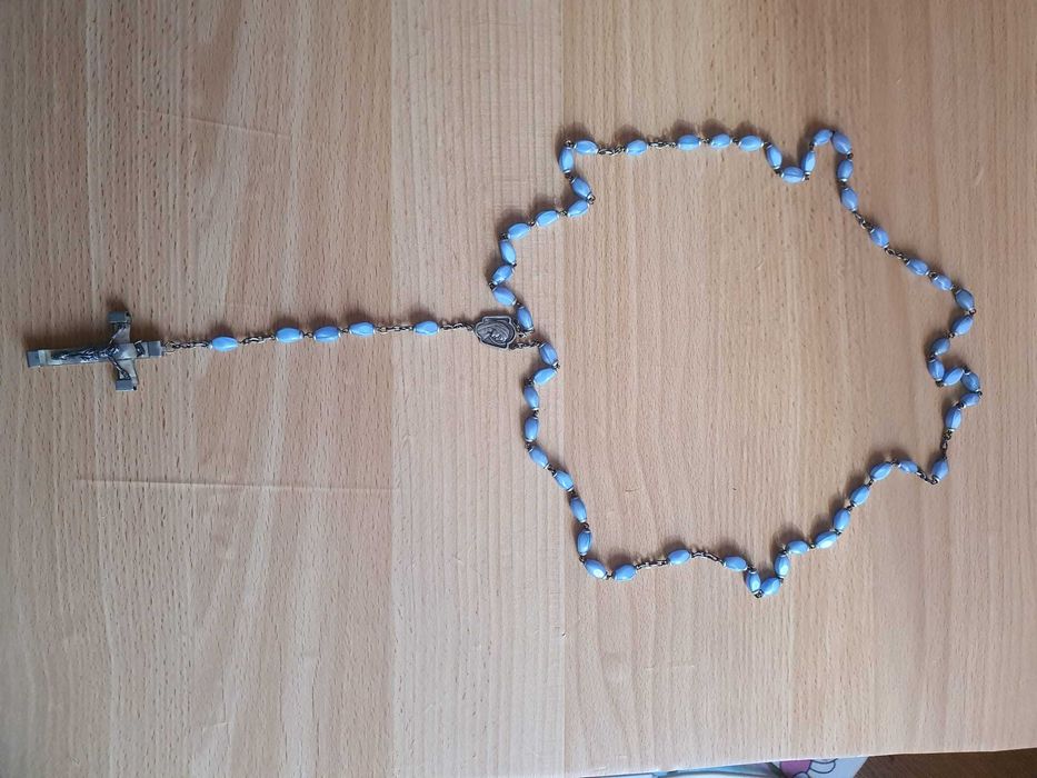 Rozariu autentic 1900–rar, mărgele albastre,  de colecție religioasă