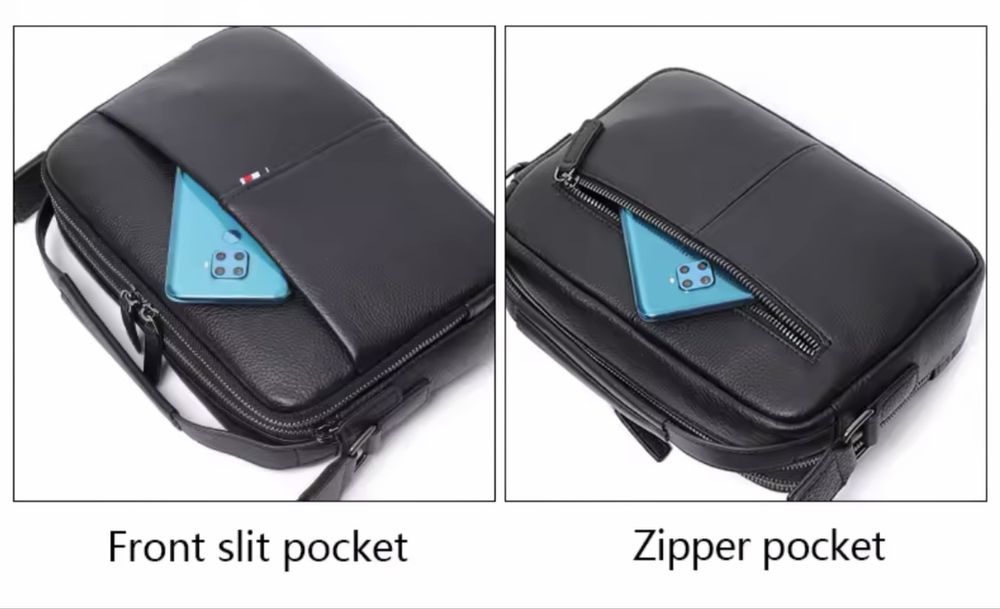 Мъжка кожена чанта за през рамо•Ежедневна сЛуксозно/Правоъгълен дизайн