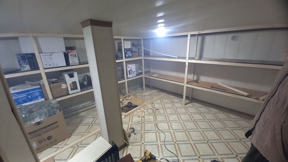 Стелаж яасаймиз подвалда ва складларга