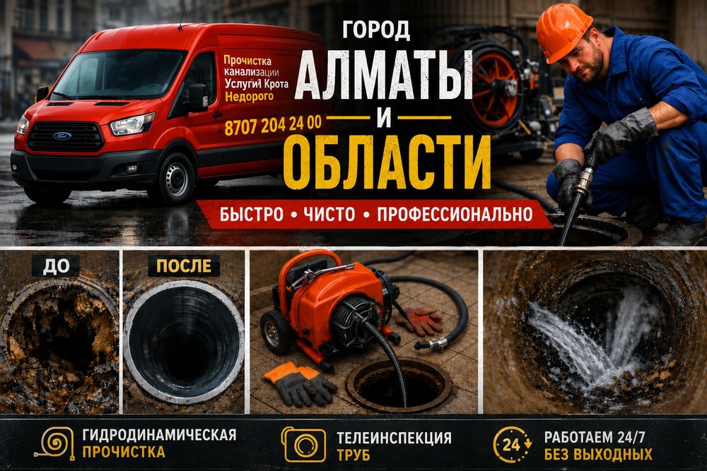 Прочистка канализации, чистка труб, Прочистка труб