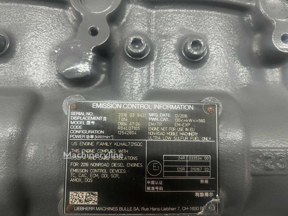 Bloc motor Liebherr pentru excavator R934 R944 A934 A944, cod piesa D934