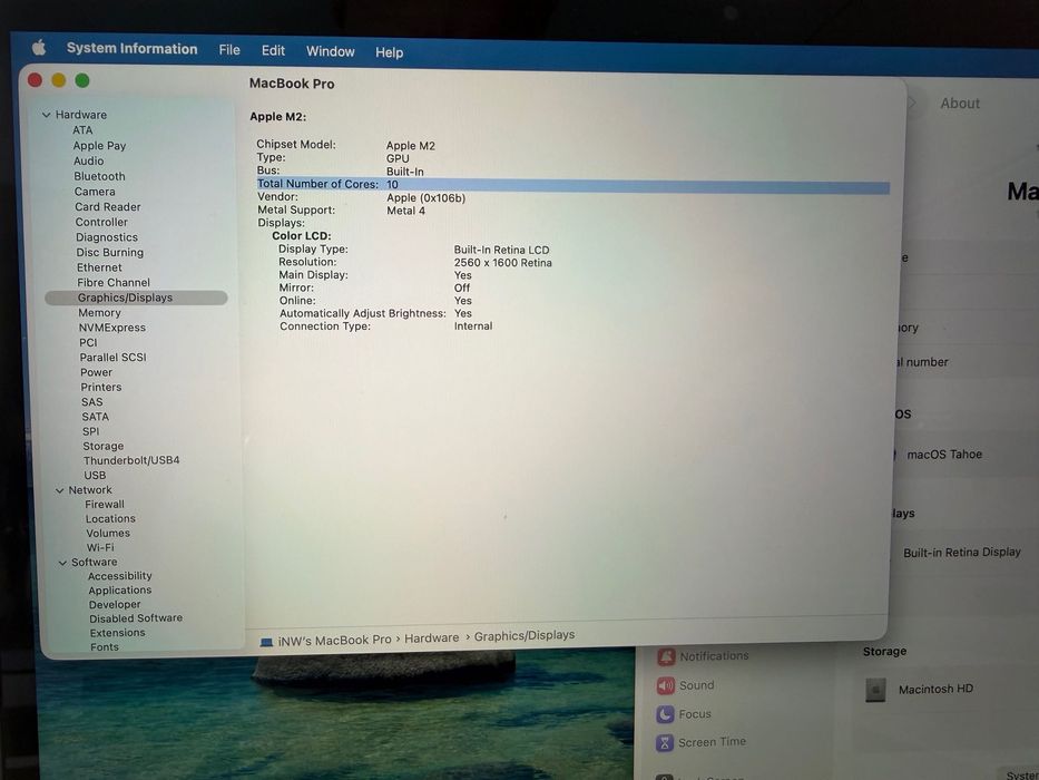 MacBook Pro 13" M2 Chip 8-Core CPU, 10-Core GPU, 8GB RAM, 512GB SSD