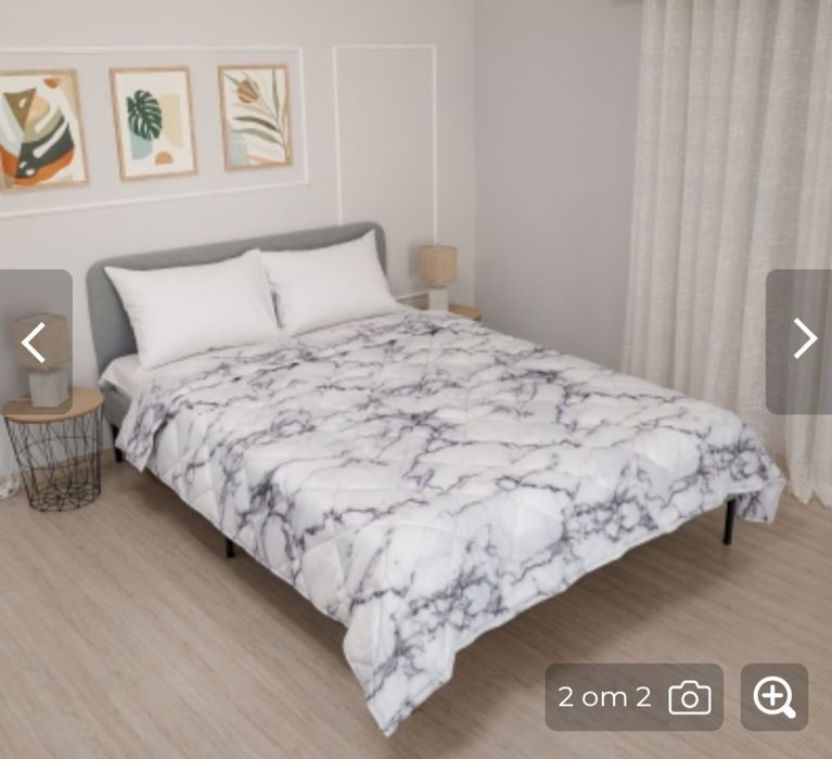 Лятна олекотена завивка за спалня персон и половина в мраморен десен