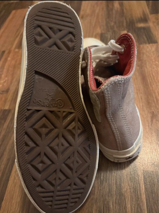 Converse piele intoarsa roz