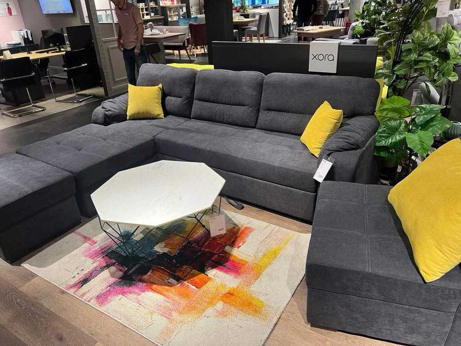 Ъглов диван сив Айко