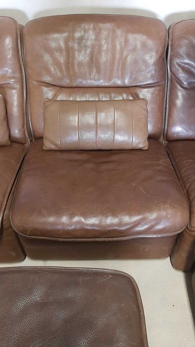 Дизайнерска мебел DE SEDE DS63 кожена гарнитура и дърво от 6 части