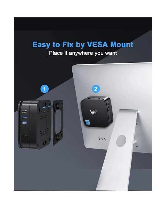 Mini PC AK1 Pro,8GB/256GB M.2 SSD,Windows 11Pro, negru,sigilat