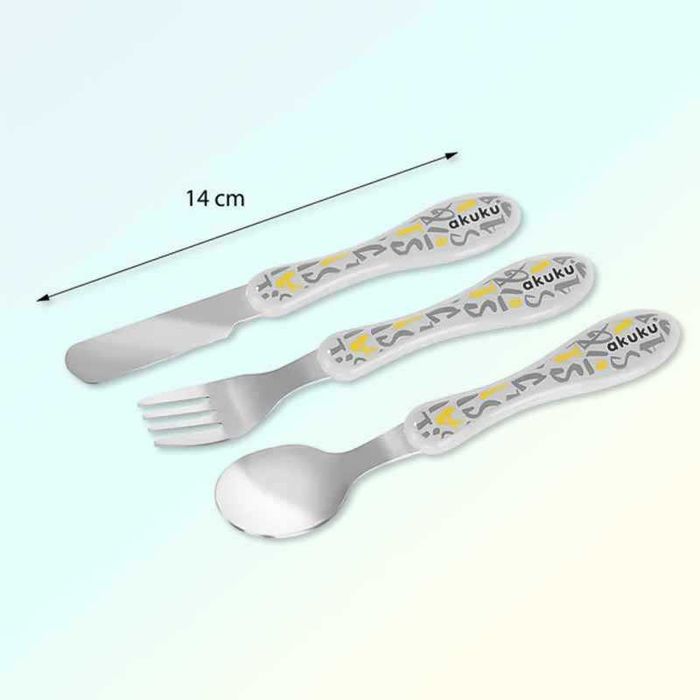 Бебешки комплект прибори за хранене от неръждаема стомана, Akuku