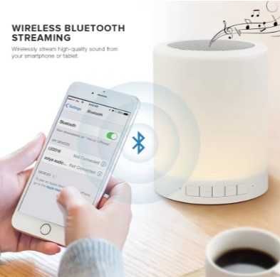 Музикална нощна RGB лампа с колонка, радио и тъч котрол на светлината