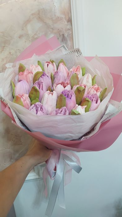 Цветы из зефира. Подарок.