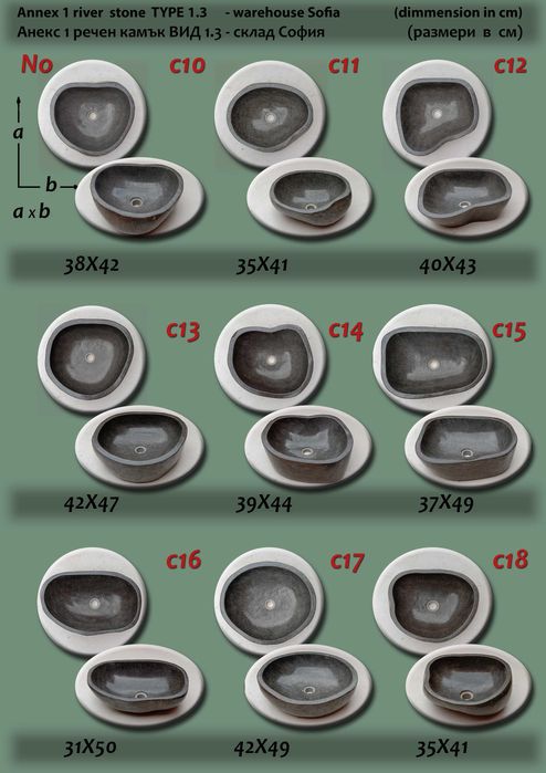 Мивка от естествен камък – речен камък двустранно полиран