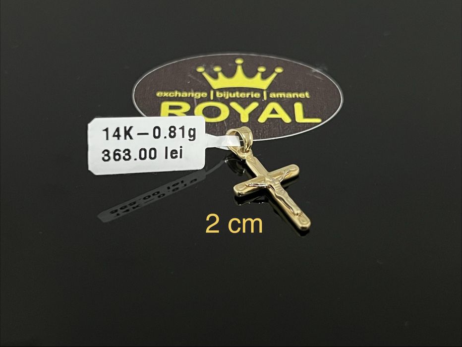 Bijuteria Royal CB : Pandantiv cruce aur 14k 585  0,81 gr