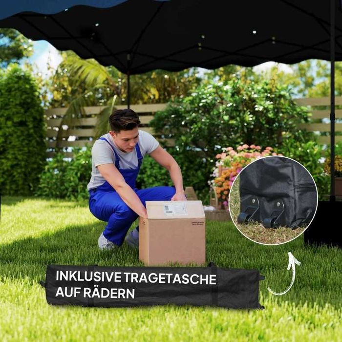 Outsunny 3 x 3 м разгъваща се шатра, регулируема по височина