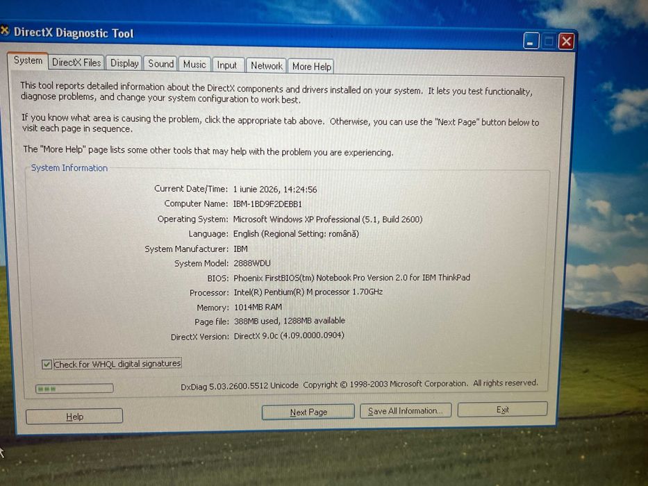 Laptop IBM ThinkPad R51 Pentium M retro paralel jocuri vechi XP