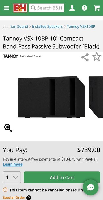 Subwoofer Tannoy VSX 10 BP