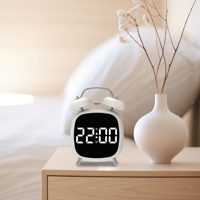 Светодиодный цифровой часы будильник с двойным звонком большой дисплей