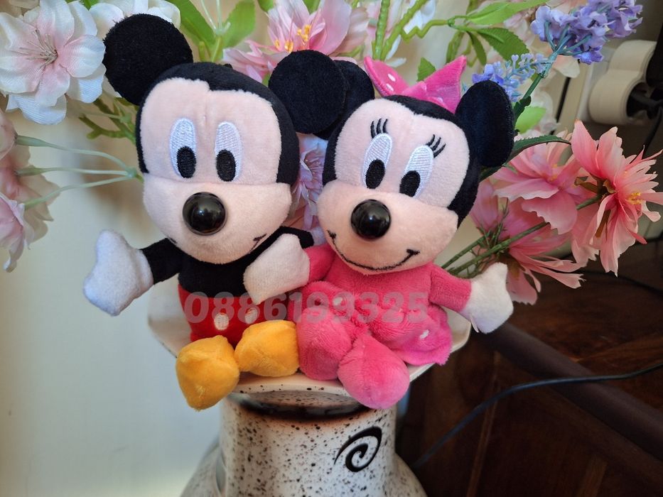 2 броя Комплект Плюшени играчки Мики Маус и Мини Маус, 20см