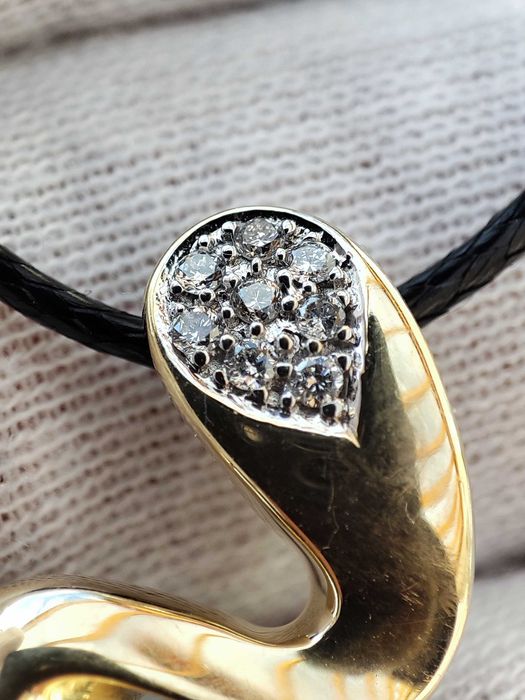 Pandantiv Aur 14K Sarpe Cu Diamante Diamant Unicat