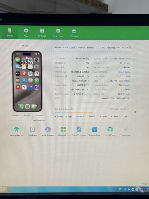 iphone 15 pro LL/A 128 GB