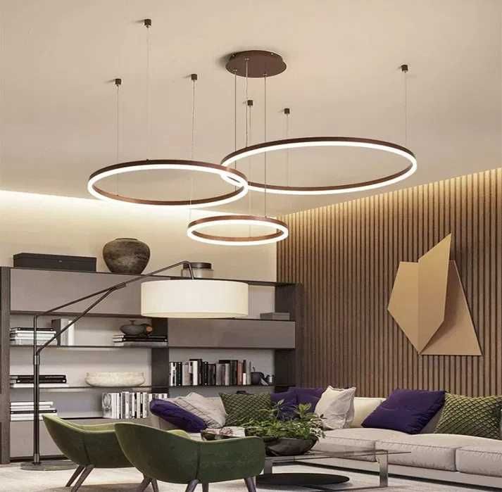 Намалени 10% Модерни LED лед полилей ринг, кръг дистанционно,  2,3,4