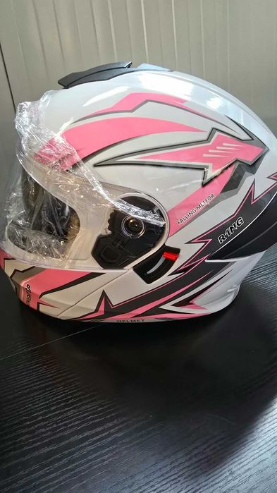 Casca Moto/Scuter Flip-Up, Viziera Dubla, Modulabila, Roz