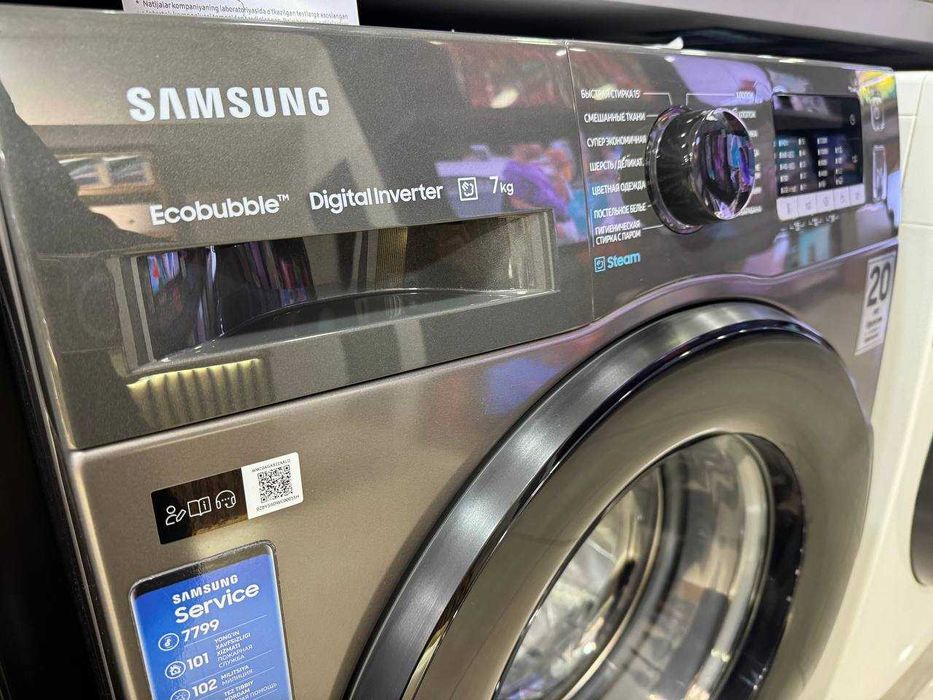Стиральная машина Samsung 7кг WW70AGAS22AX Inverter EcoBubble Steam