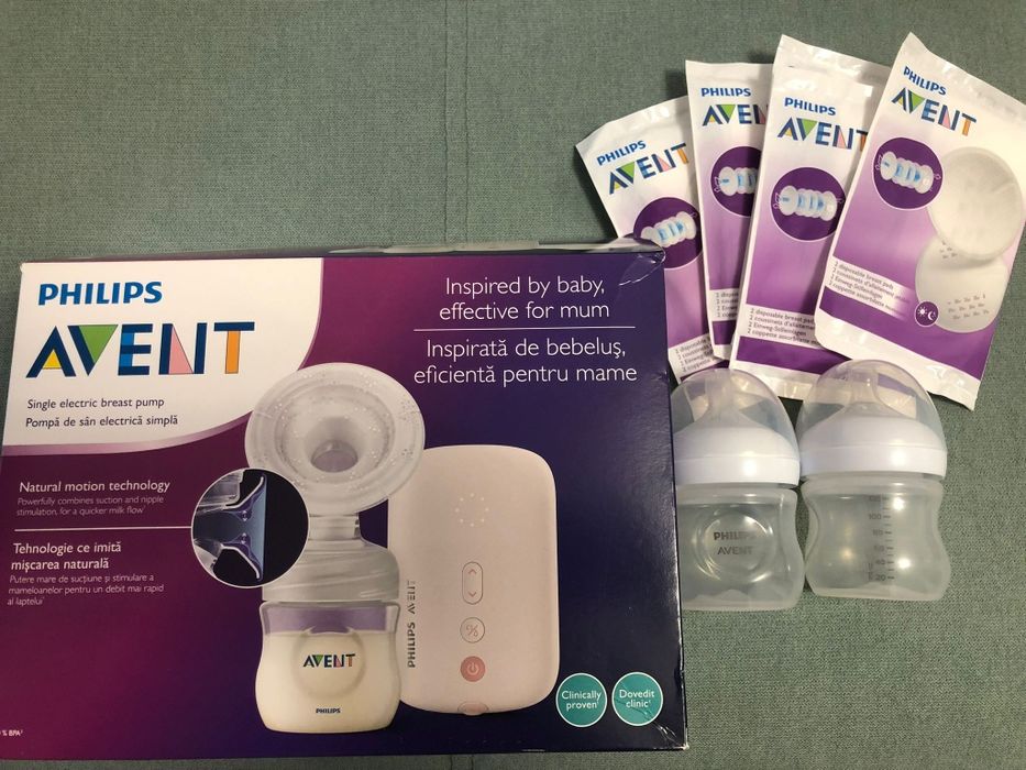 Pompa de san electrica Philips Avent + 2 biberoane Avent 125 ml (cadou