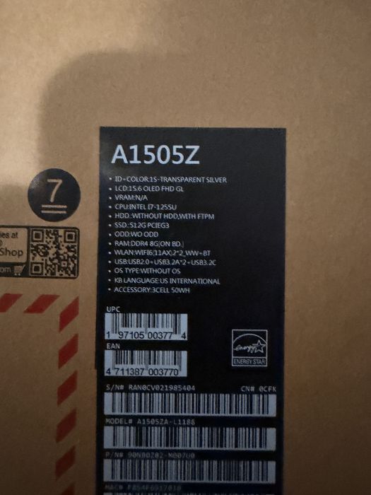 Laptop ASUS VivoBook 15 OLED | i7-1255U | 16GB RAM | 512GB SSD | Win 11 Pro
