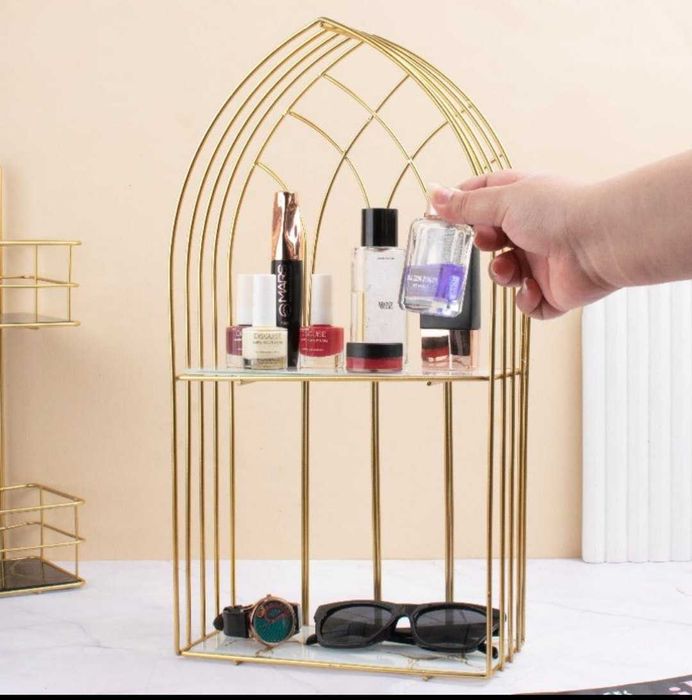 Полка - органайзер для ванной черное золото универсальный