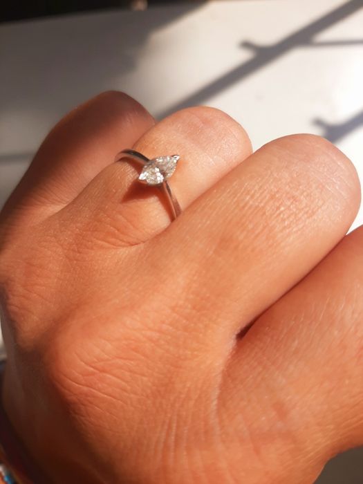 Inel aur alb 18kt, Diamant Marquise 0.46 kt  VS