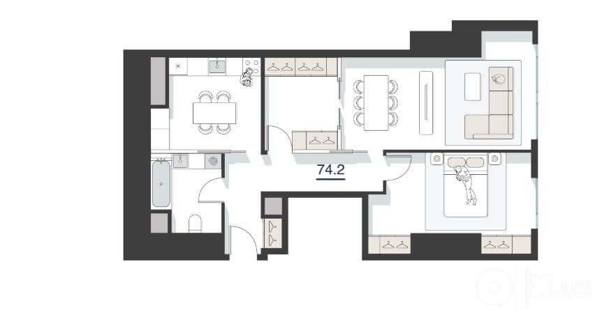 СРОЧНО! 22 этаж в Nest One с 74m2 панорамным видом! Цена ниже рынка!