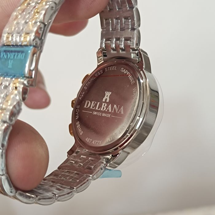 Швейцарски озлатен ръчен мъжки часовник Delbana