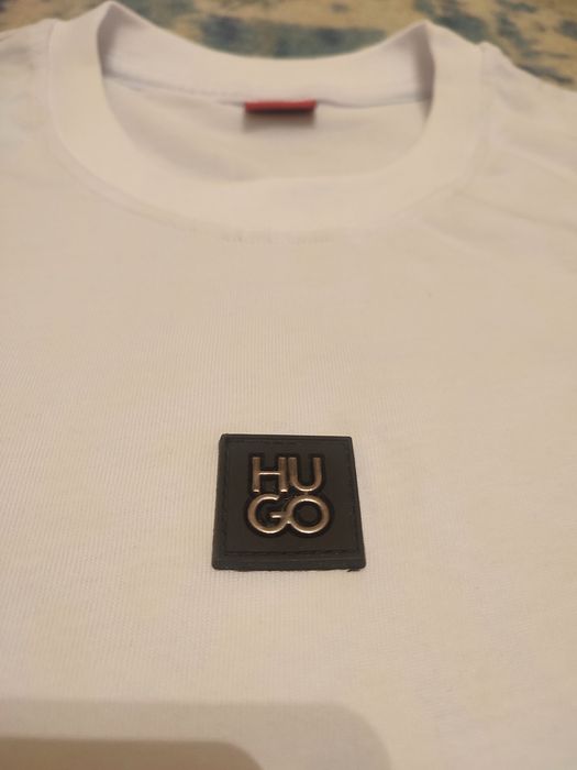 Мъжка тениска Hugo бяла XL 75 см дължина, 54 см широчина, без забележки