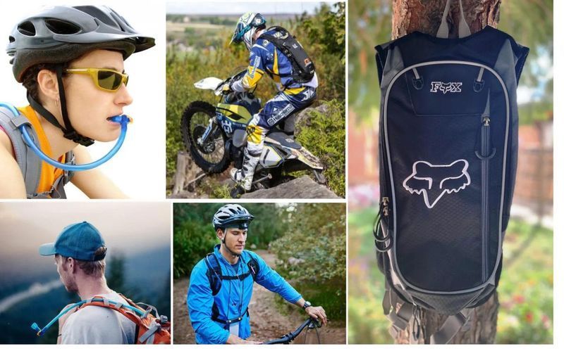 Раница с резервоар за вода-хидратор FOX- BK/GR за мотокрос, планина, в