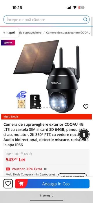 Camera de supraveghere cooau,cu panou solar si cartela