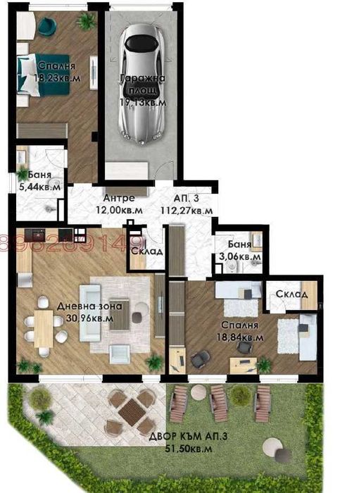 Дава се под наем Тристаен апартамент в Пловдив, Беломорски - 126 кв.м за 54621 € - Снимка #5