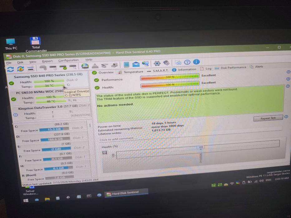 Ssd Samsung 840 Pro 256 gb 100%