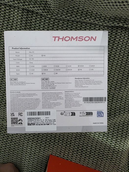 Mini PC THOMSON W3, Ryzen 7 260, 32GB, 1TB, radeon 780M