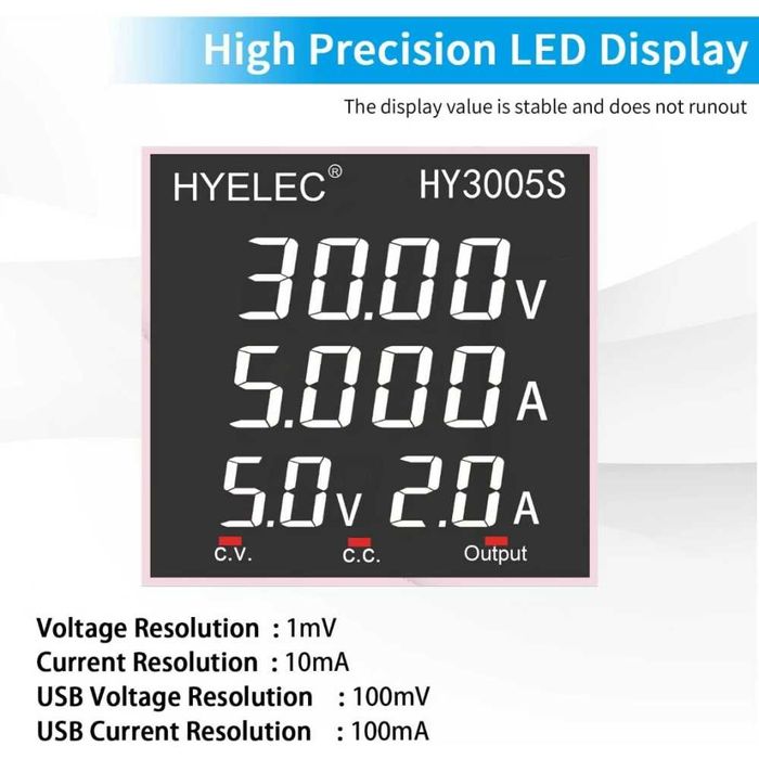 Лабораторно захранване, Импулсно, Напрежение  Фина и груба настройка