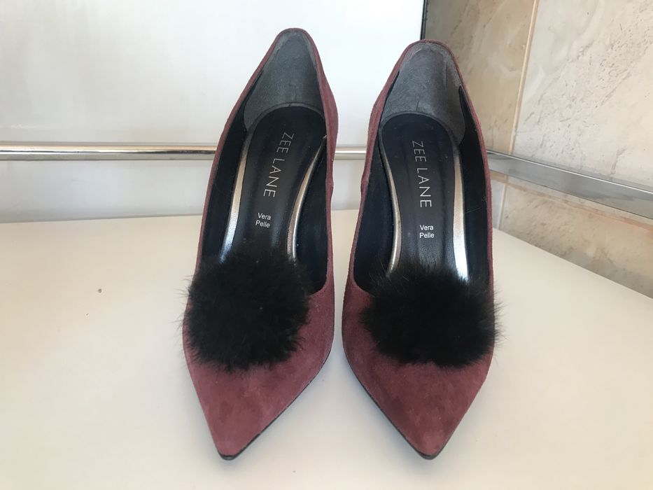 Pantofi Zee Lane stiletto de piele intoarsa Bordeaux,nr37