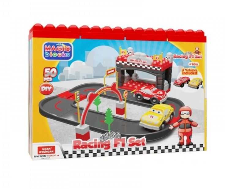 F1 Set Constructie Magic Blocks, 50 de piese, 2 vehicule incluse